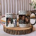 Personalizado único periódico telón de fondo Foto 11 oz 15 oz Taza de cerámica con nombre y fecha Aniversario de boda Regalo para parejas