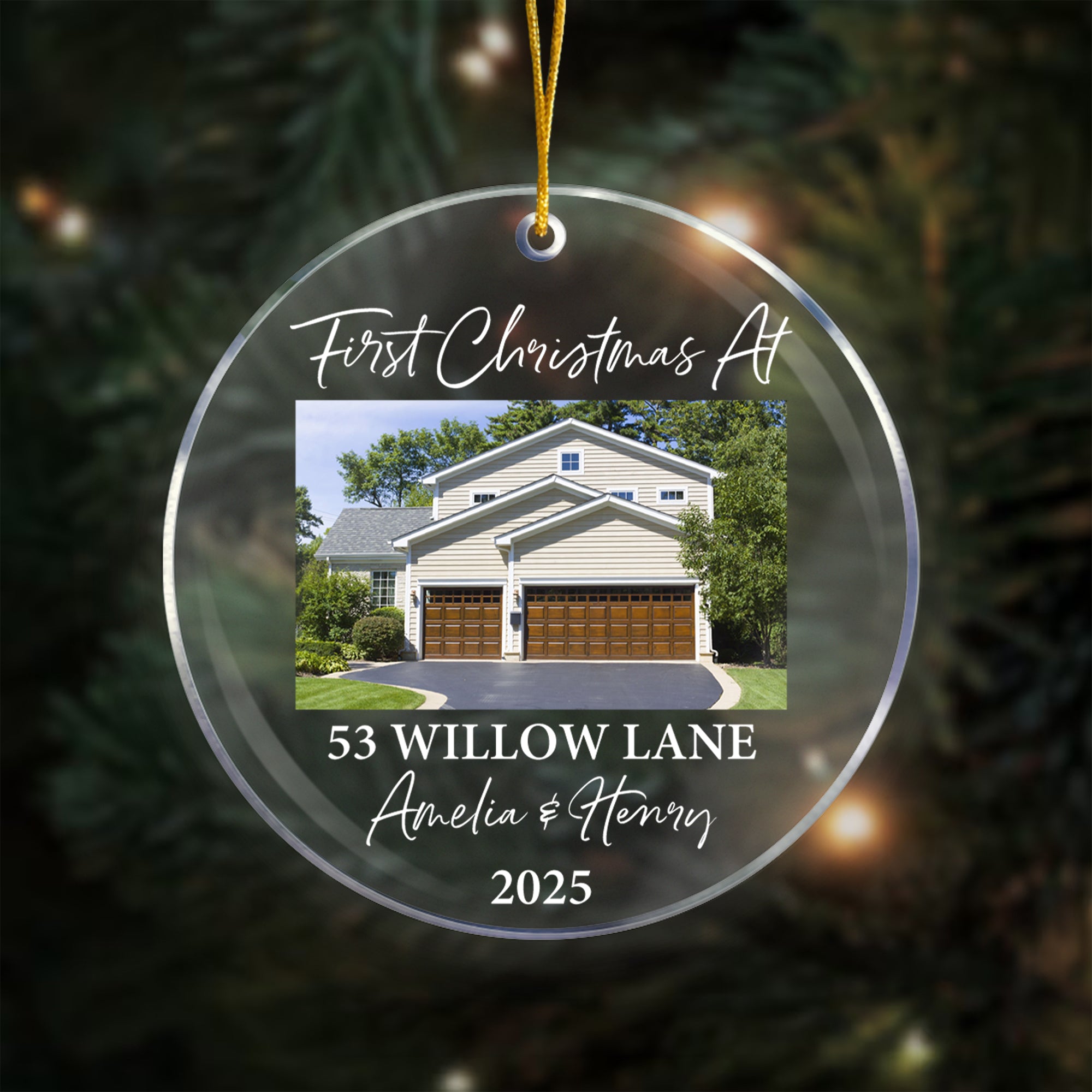 Personalizada Primera Navidad Foto Acrílico Colgante Ornamento con Nombre de Texto Año Árbol Decoración Regalo de Navidad para Amigos de la Familia