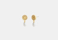 COACH® Women's Pendientes Largos Con Perla Y Moneda De Pavé De Firma en Blanco | Métal
