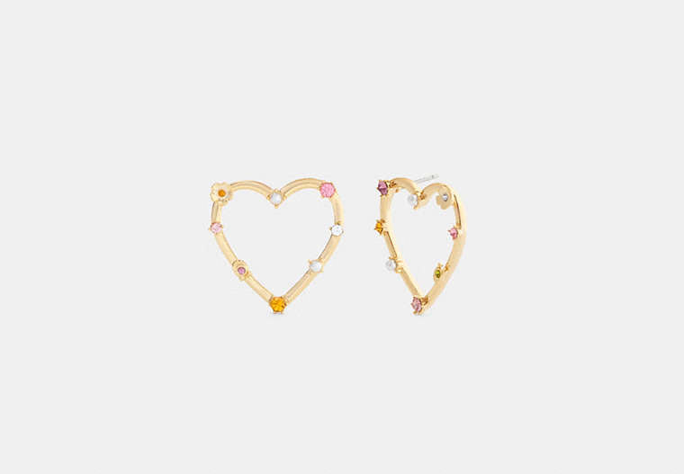 COACH® Women's Pendientes Tipo Dormilona De Corazón Extragrandes en Amarillo | Métal