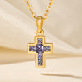 Personalizado Tiny Birthstone Cruz Collar Dainty Jewelry Birthday Communion Gift for Christian Catholic Women