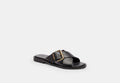 COACH® Women's Sandalias De Hebilla Cruzada en Negro, Talla 11 | Cuir