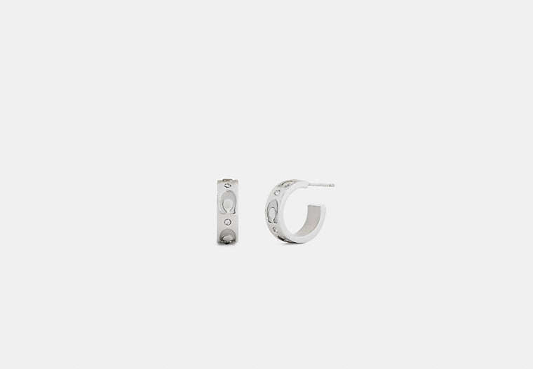 COACH® Women's Pendientes Huggie Con C Repetida en Gris | Métal