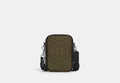 COACH® Men's Bolso Cruzado Stanton En Jacquard De Firma en Verde | Jacquard Tissé