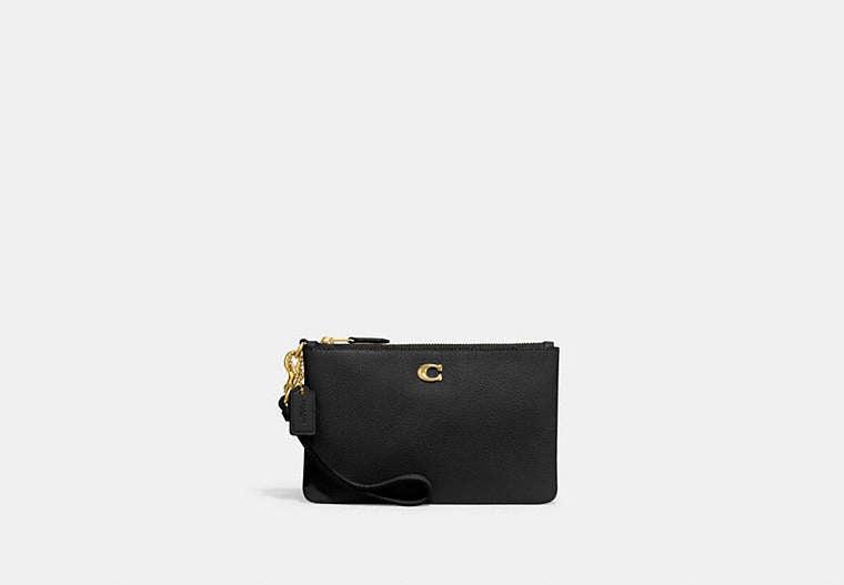 COACH® Women's Bolso Pouch pequeño básico en Negro/gold | Cuir