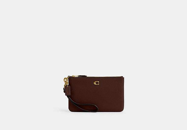 COACH® Women's Bolso Pouch pequeño básico en Castaño | Cuir