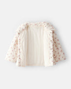 Chaqueta acolchada marfil con estampado floral