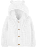 Chaqueta de punto con capucha, diseño oso