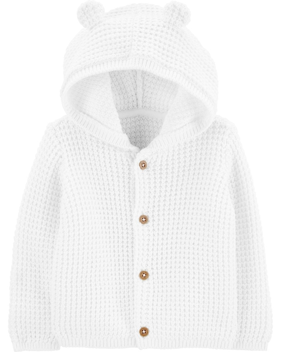 Chaqueta de punto con capucha, diseño oso