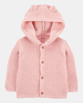 Chaqueta punto canalé capucha diseño oso