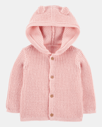 Chaqueta punto canalé capucha diseño oso