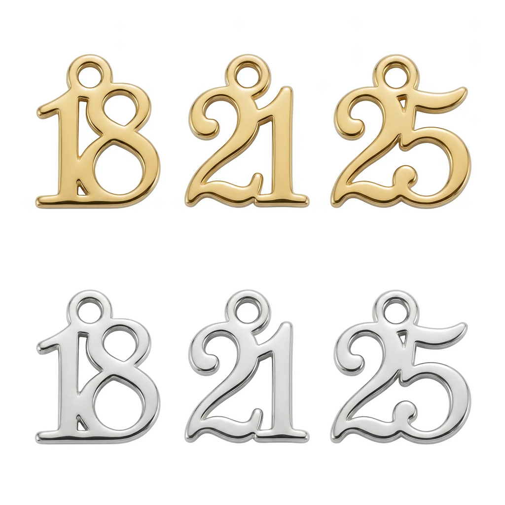 Gold Age Number Symbol Charm