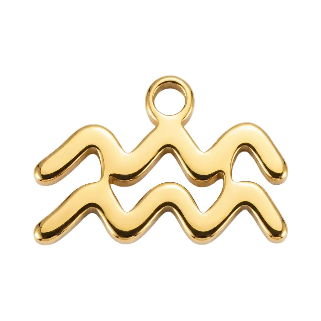 Gold Aquarius Zodiac Charm