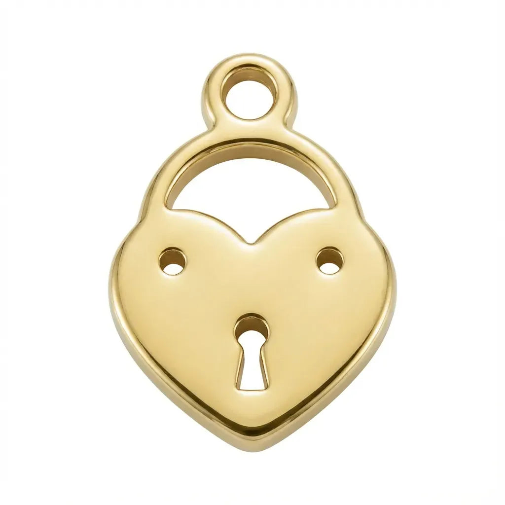 Dije con símbolo de candado de corazón de oro