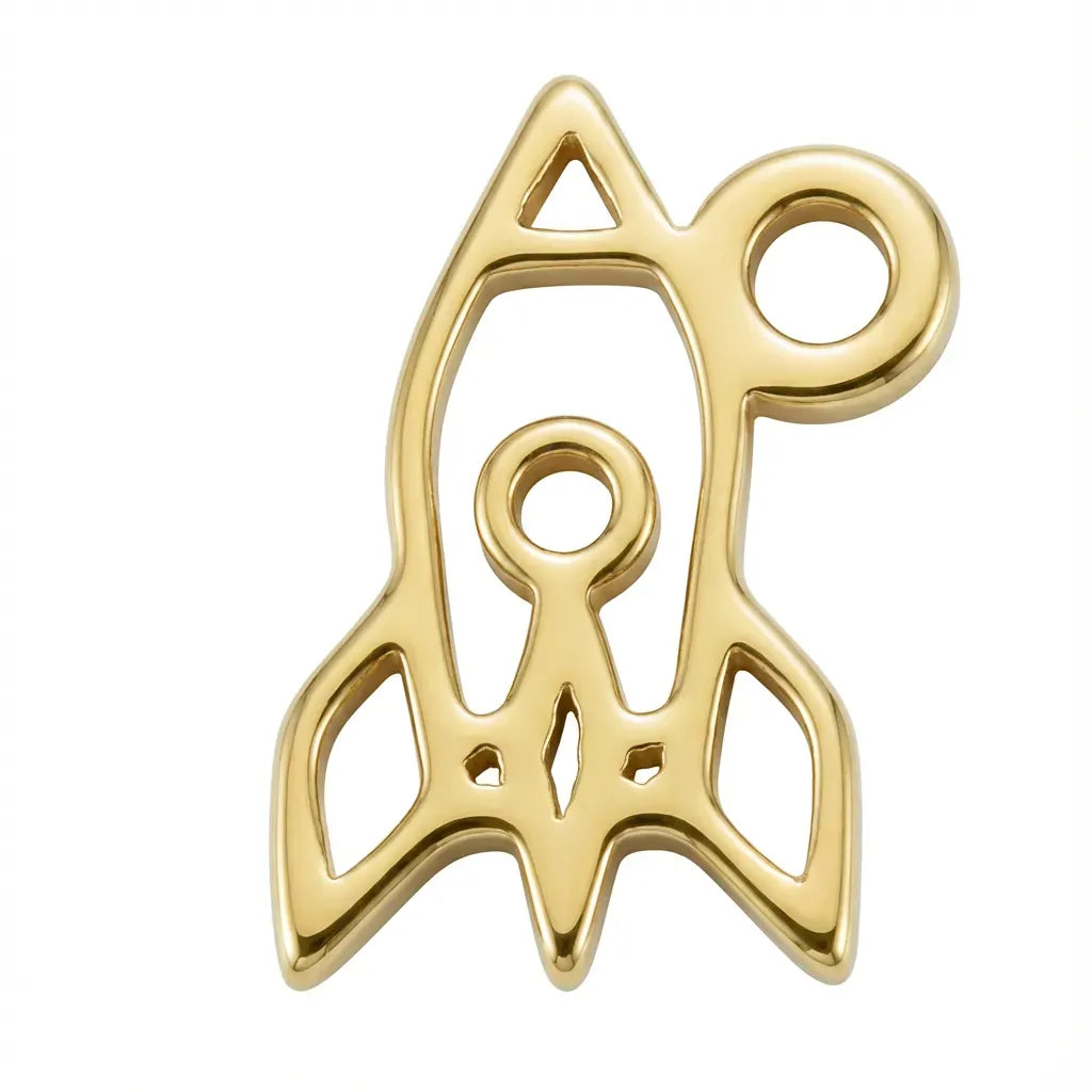 Gold Space Rocket Kids Charm
