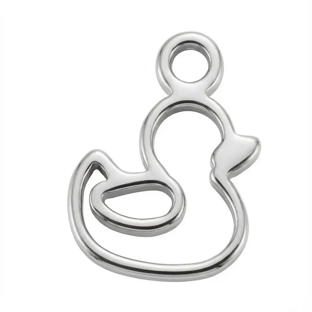 Silver Duck Symbol Animal Charm