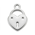 Silver Heart Love Lock Symbol Charm