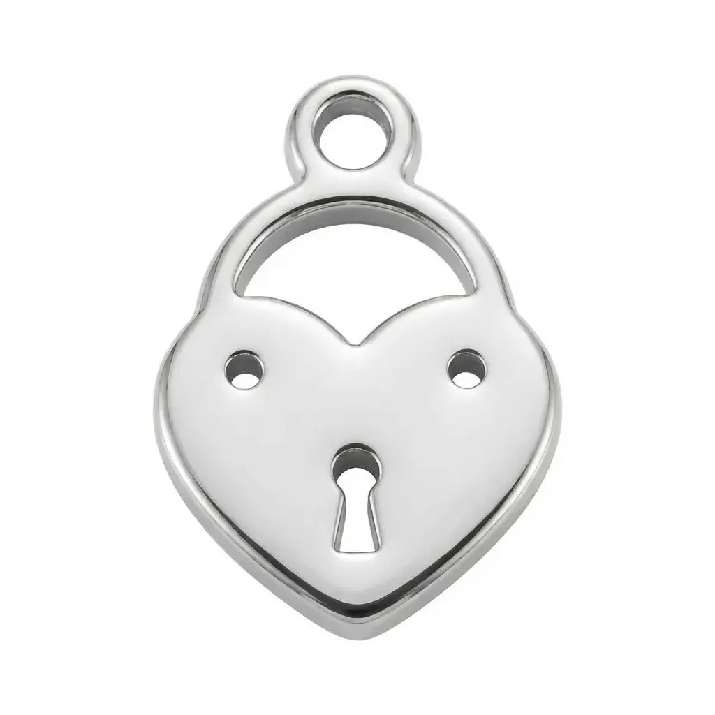 Silver Heart Love Lock Symbol Charm