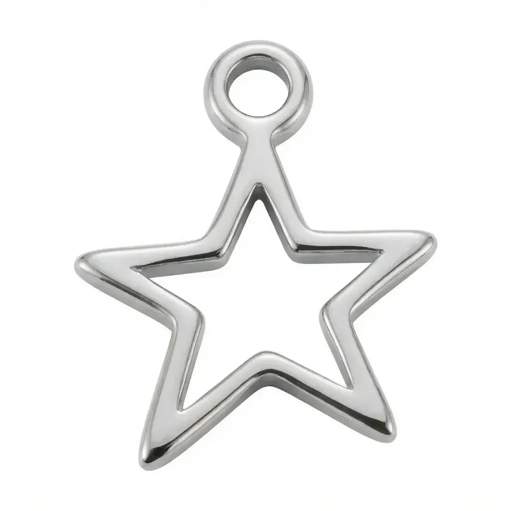 Silver Hollow Star Symbol Charm
