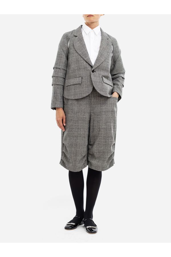 Comme des Garçons Prince of Wales Check Wool Culottes — Black