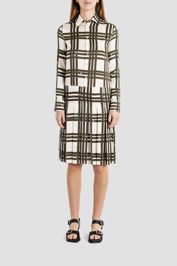 Burberry Deconstructed Check Print Dress — Beige