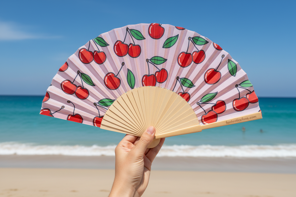 Cherries 23cm fan Pink