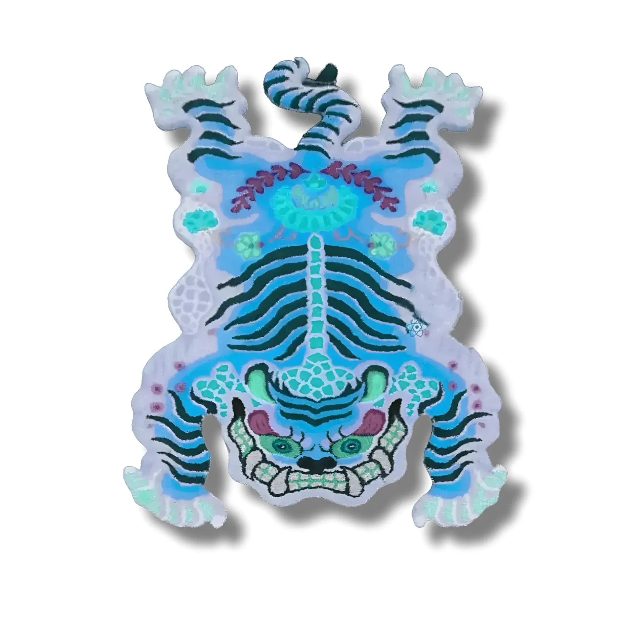 Chinoiserie Tibetan Tiger Hand Tufted Wool Rug - Blue
