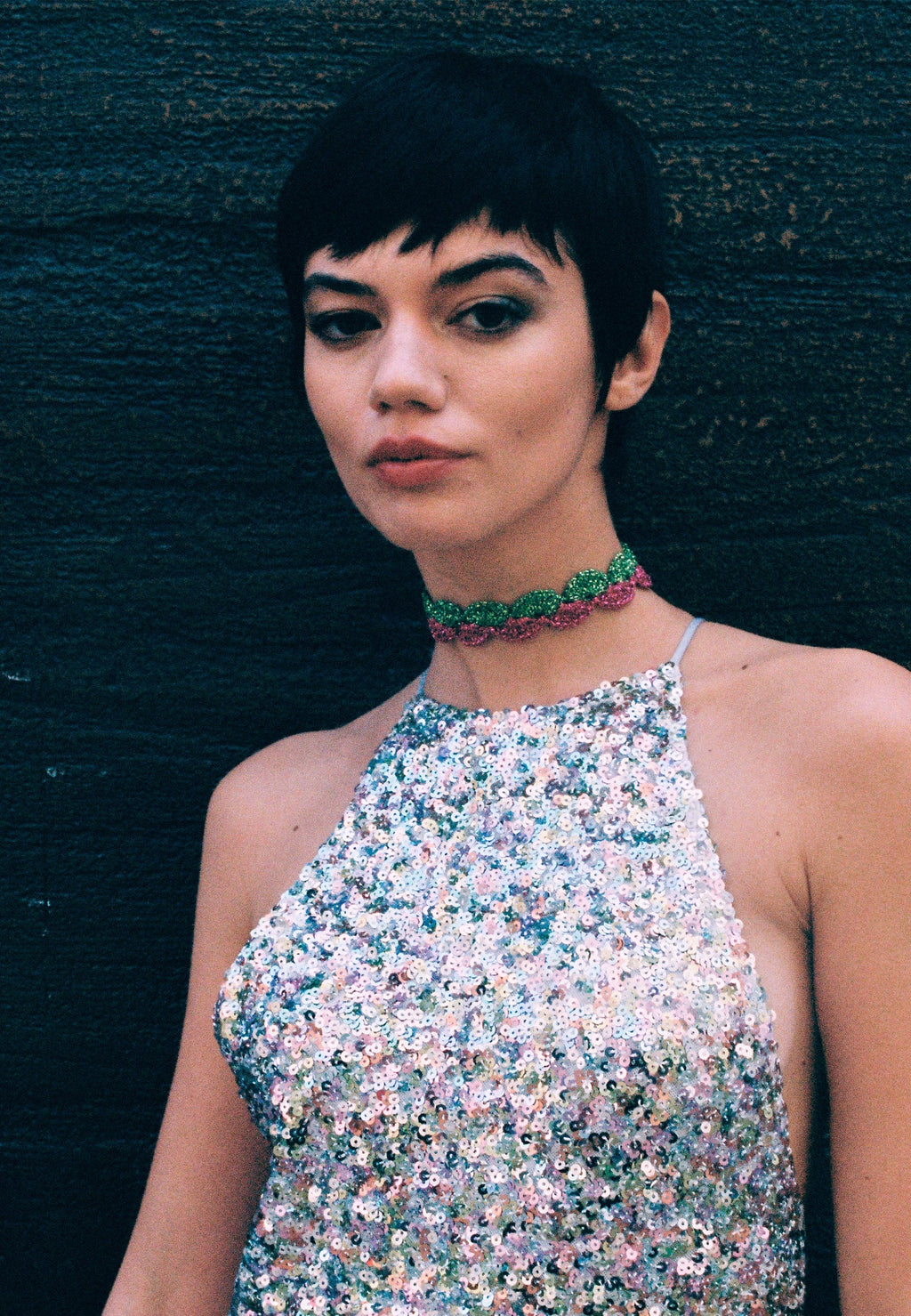 Choker Vibrant Deyá Verde y Fucsia
