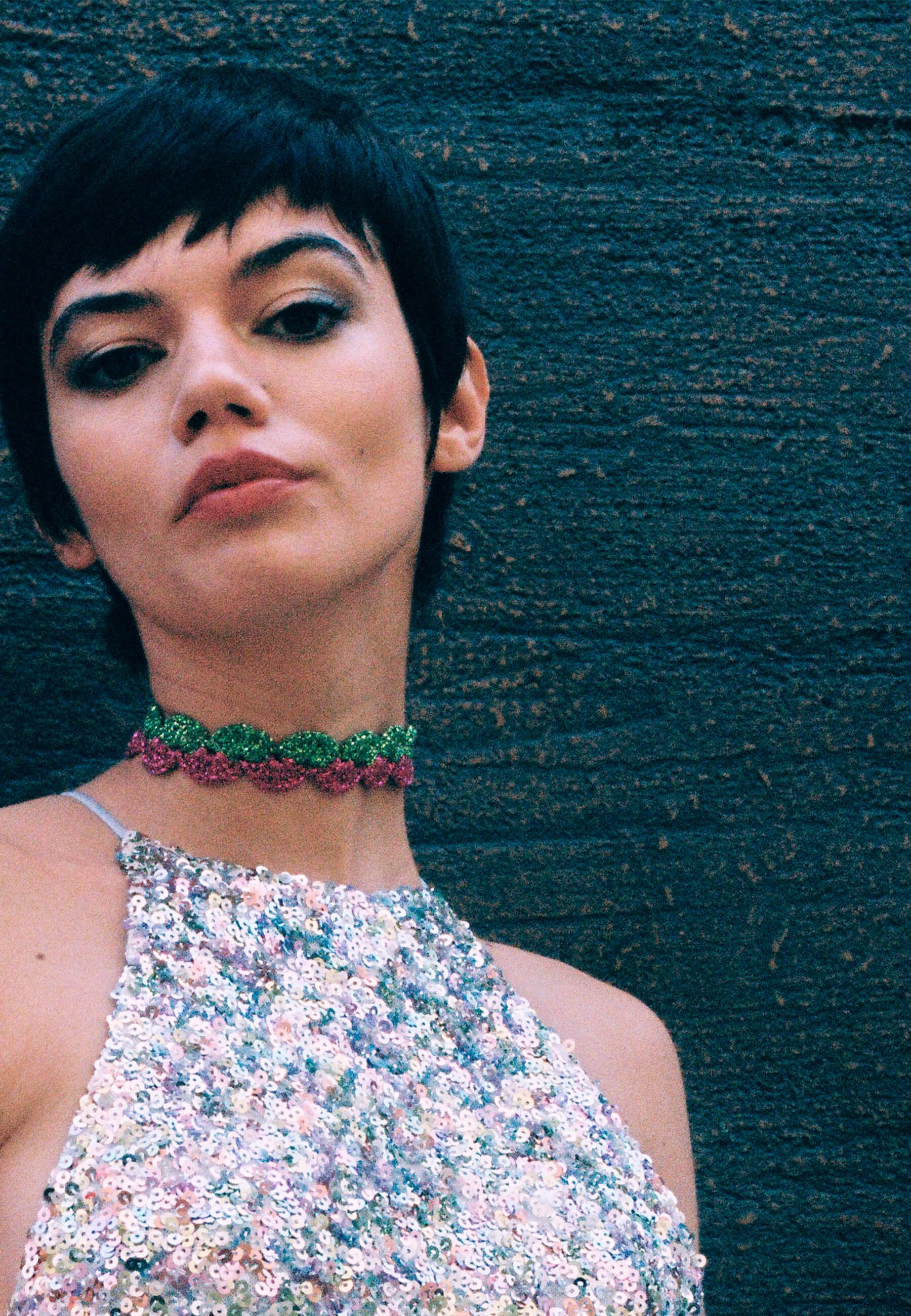 Choker Vibrant Deyá Verde y Fucsia