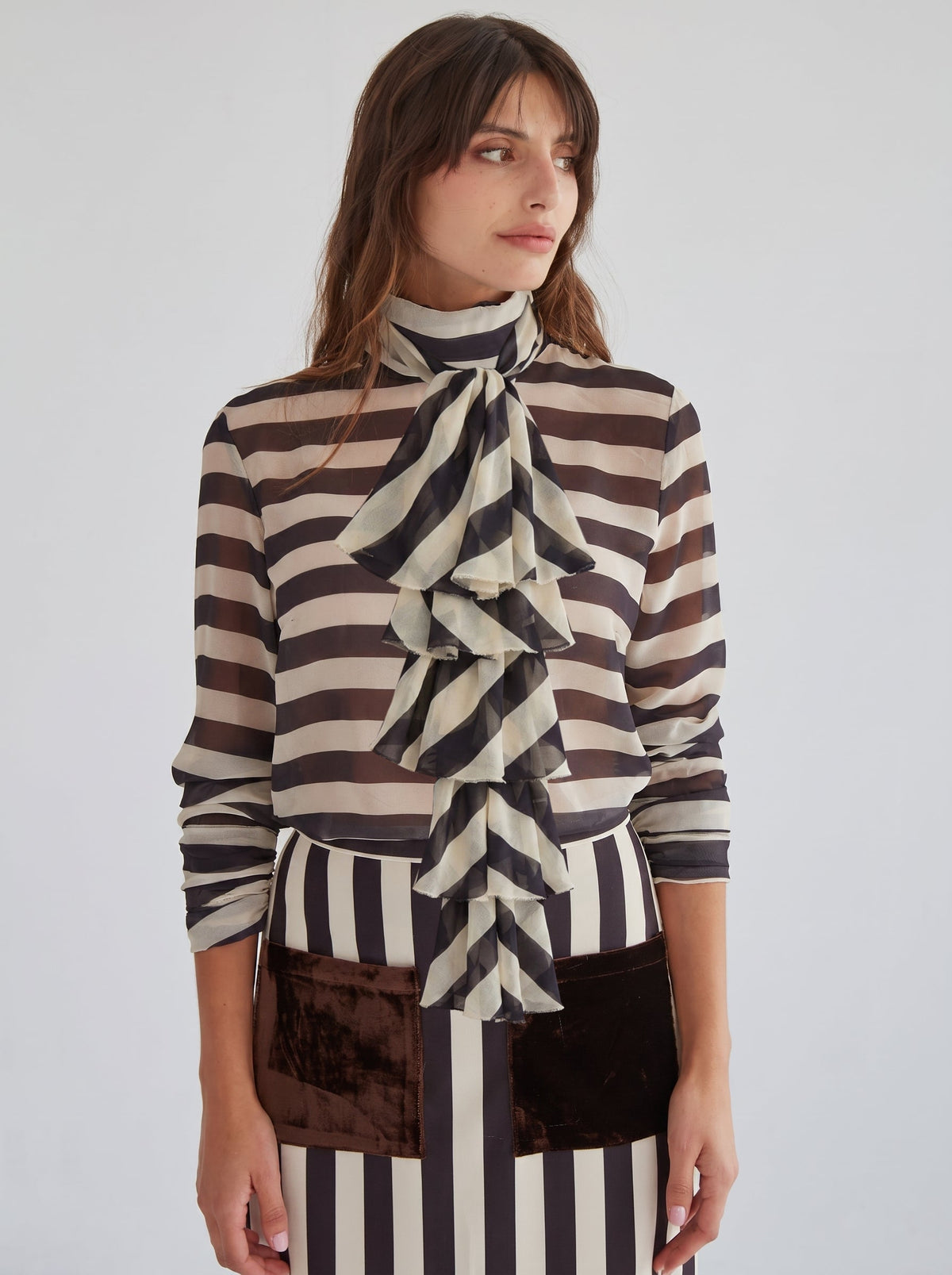 Falda Claudia rayas negro-beis