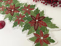 Christmas Flowers and Leaves Beaded Table Runner