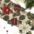 Christmas Spirit Bells and Flowers Beaded Table Runner