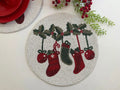 Christmas Stocking Round Beaded Placemat - Set of 6