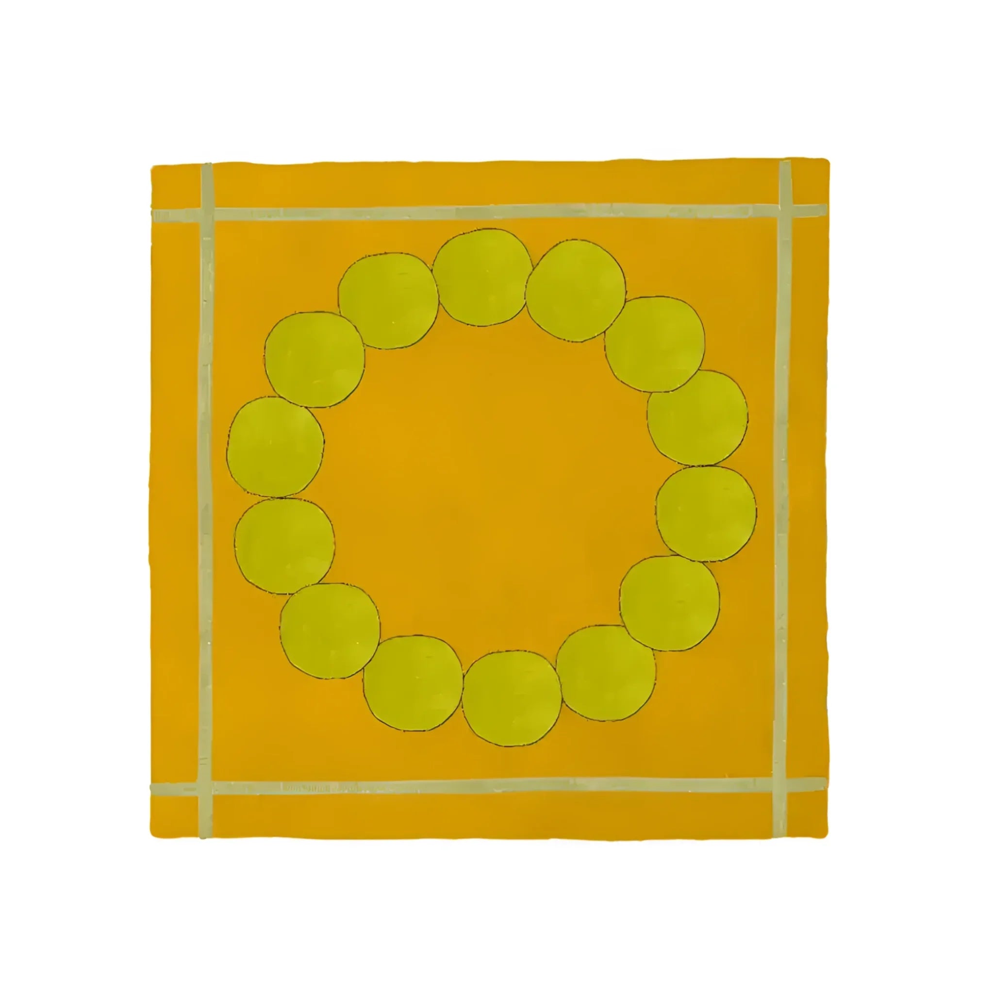 Circle of Suns Square Hand Tufted Wool Rug - Orange