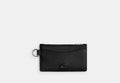 COACH® Unisex Tarjetero Con Cremallera en Negro | Cuir