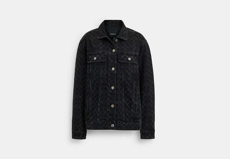 COACH® Women's Chaqueta De Tela Vaquera De Firma en Negro, Talla Mediano | Autre