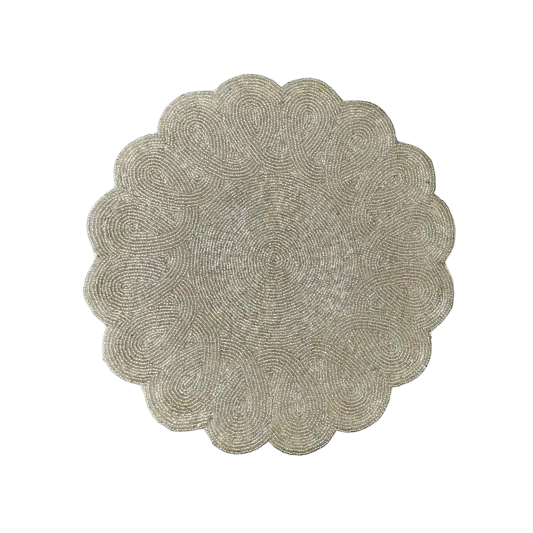 Classic Bead Scalloped Placemat - Silver