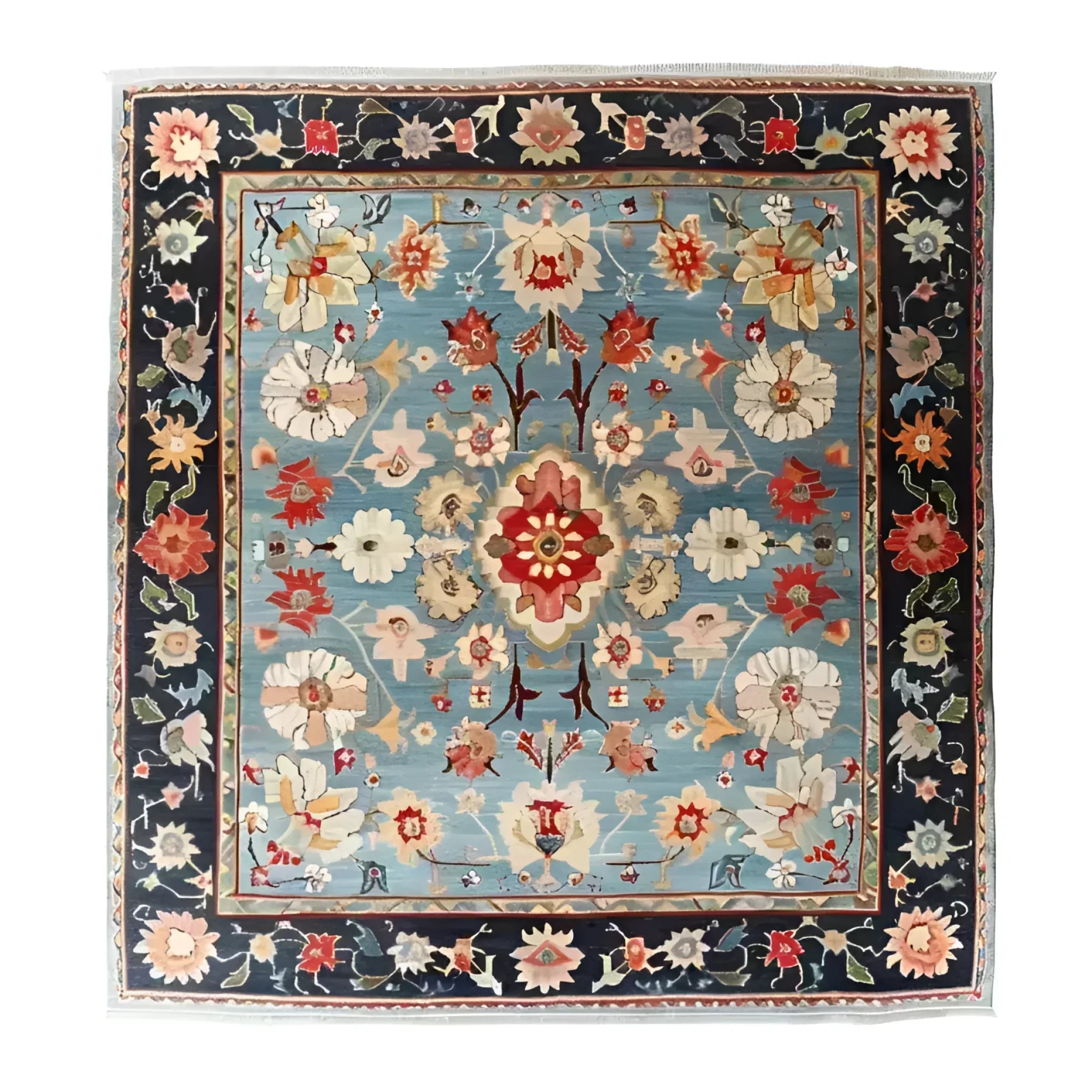 Classic Flower Vine Hand Knotted Area Rug