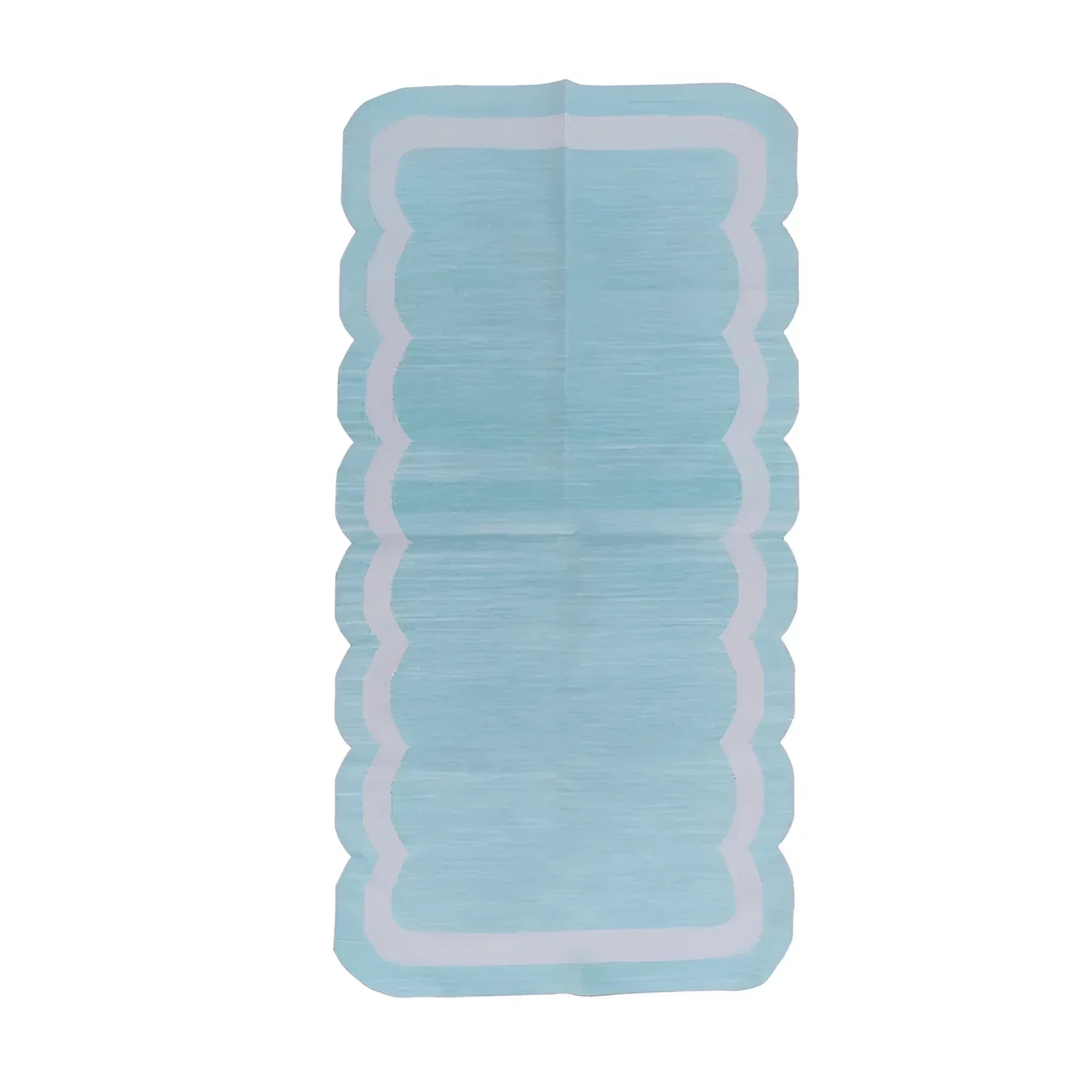Classic Sky Blue Scallop Cotton Rug