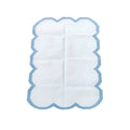 Classic White Scallop Cotton Rug with Blue Border
