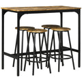 5 Piece Counter Height Bar Table and Chairs Set Bar Table with Stools Rustic Brown