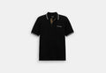 COACH® Men's Polo recortado de firma en Negro, Talla Mediano | Coton
