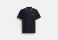 COACH® Men's Polo recortado de firma en Azul, Talla Mediano | Coton