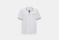 COACH® Men's Polo recortado de firma en Blanco, Talla Mediano | Coton