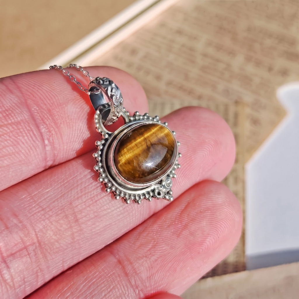 Amisha Tiger Eye and 925 Sterling Silver Pendant