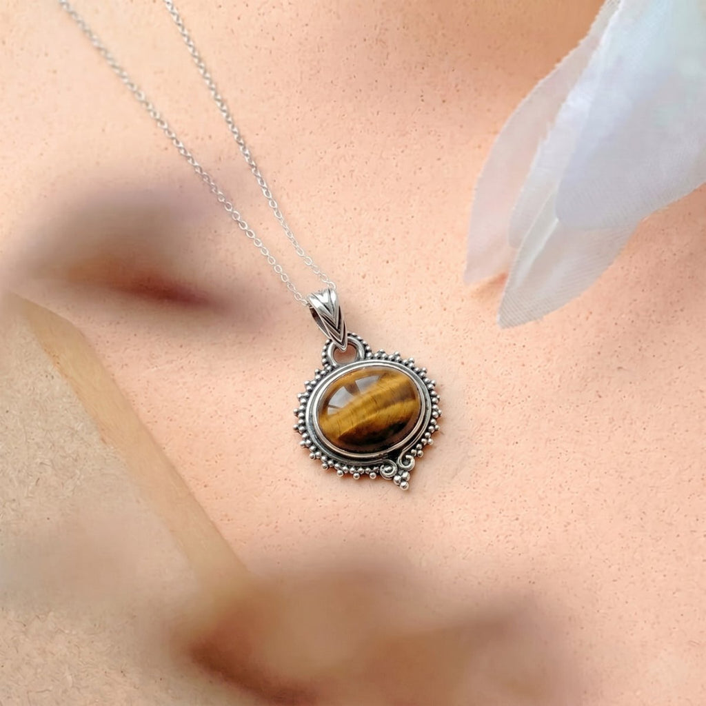 Amisha Tiger Eye and 925 Sterling Silver Pendant