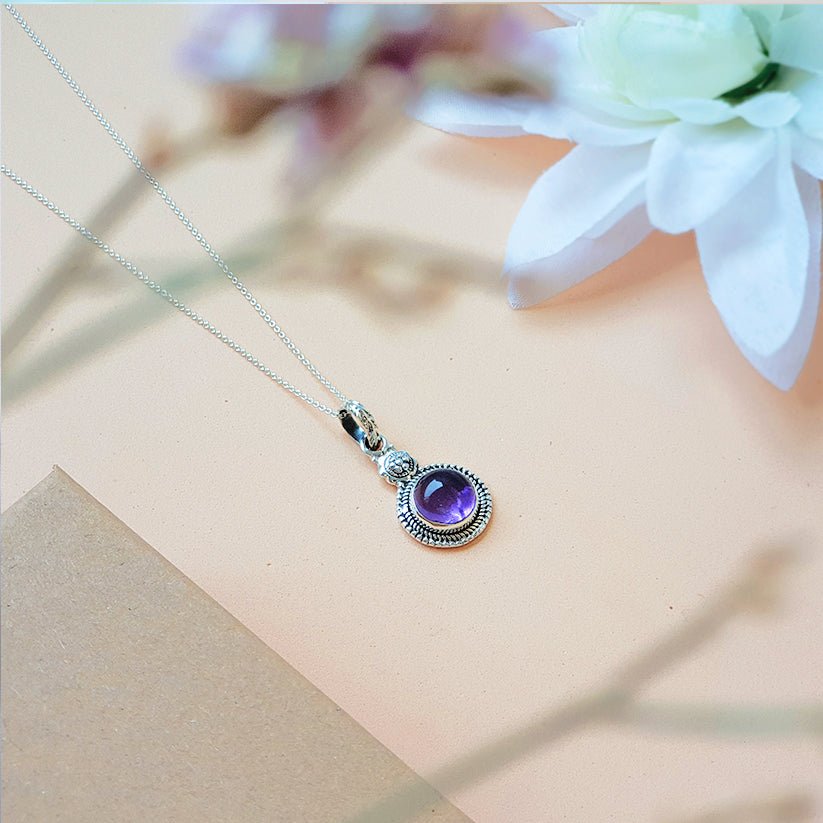 Colgante Botón de Amatista y Plata de Ley 925