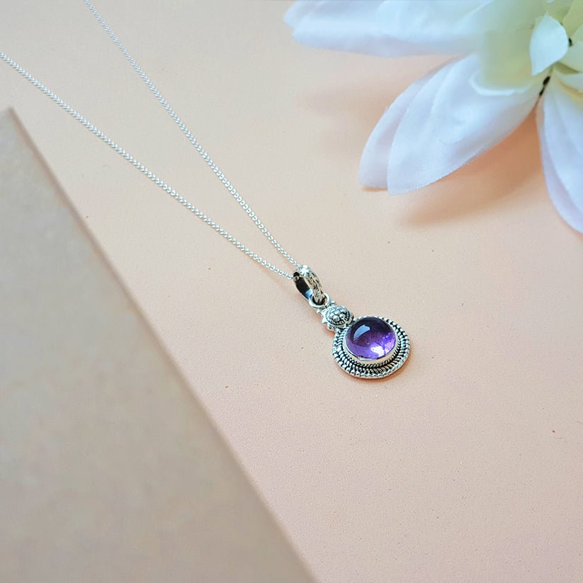 Colgante Botón de Amatista y Plata de Ley 925