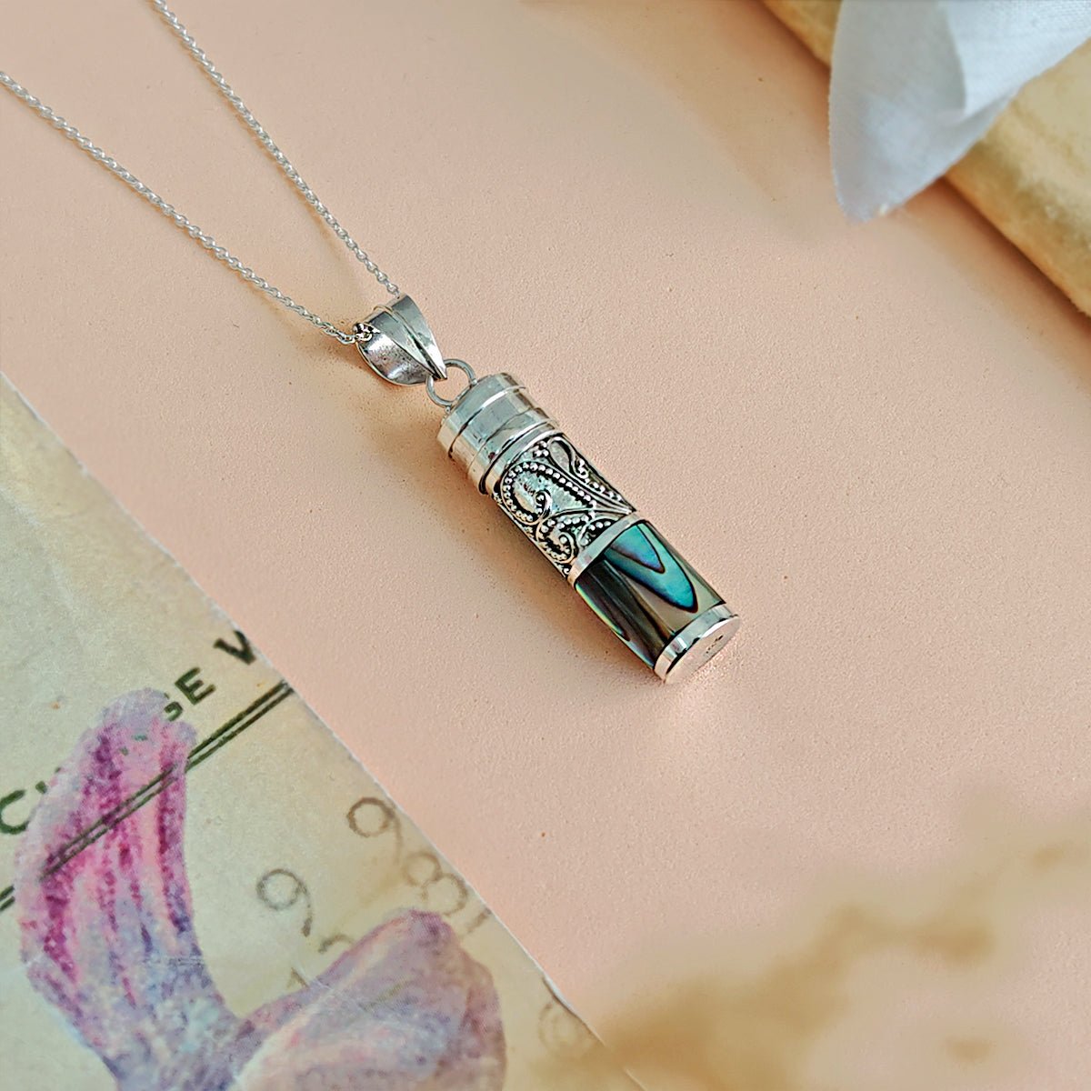 Colgante Cofre de los Deseos y Abulón en Plata de Ley 925