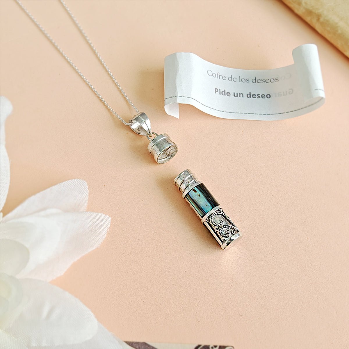 Colgante Cofre de los Deseos y Abulón en Plata de Ley 925